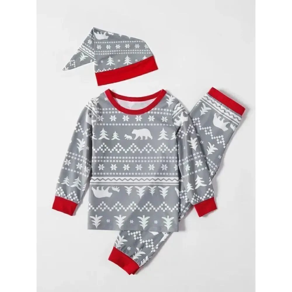 NEW PatPat Toddler Kids 3/4 2-piece Pajama & Hat Holiday Set